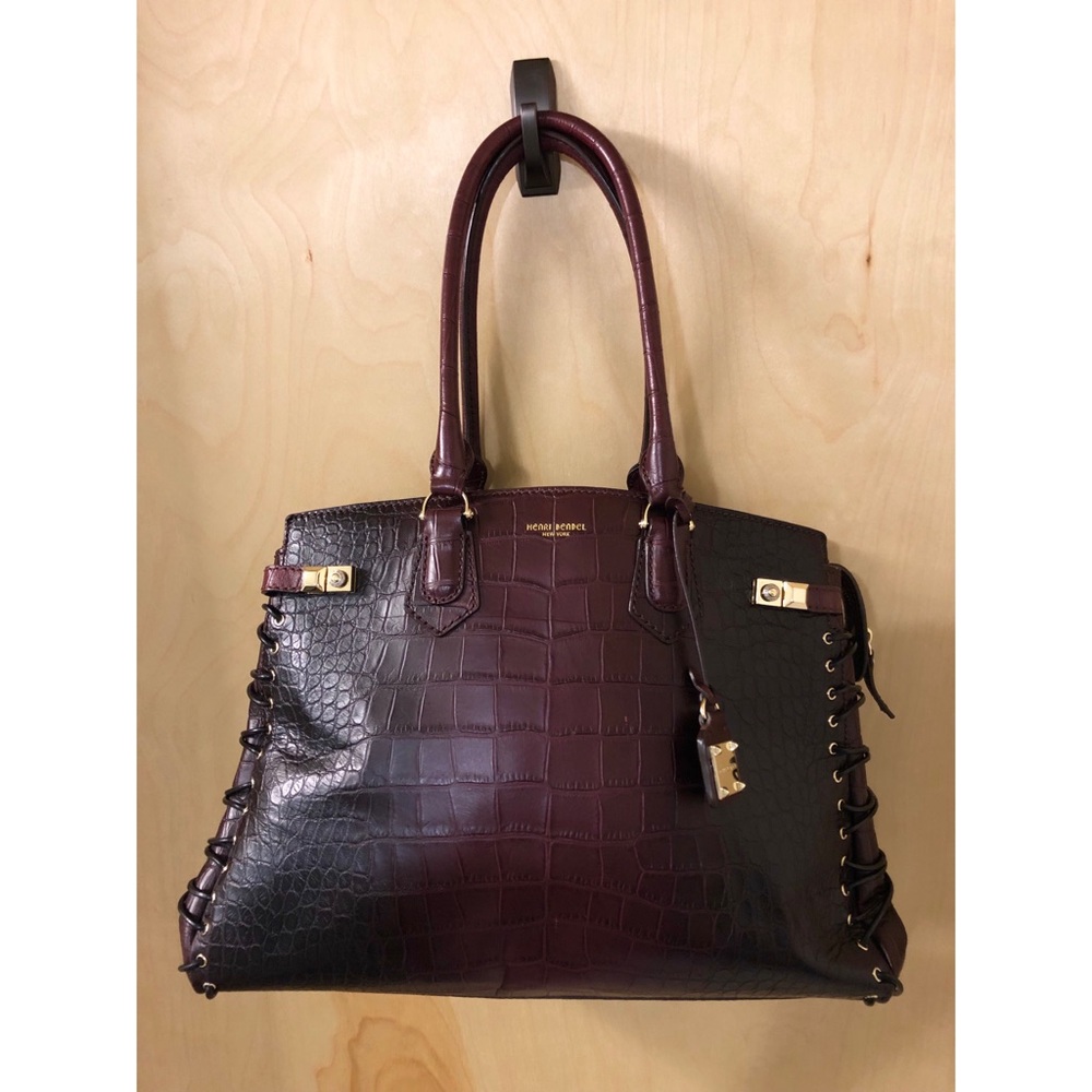 Henri Bendel Carlyle Tote Embossed Leather Crocodile Bag